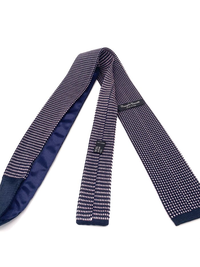 DIMAGLIA - cravatta di maglia con puntini blu e rosa retro