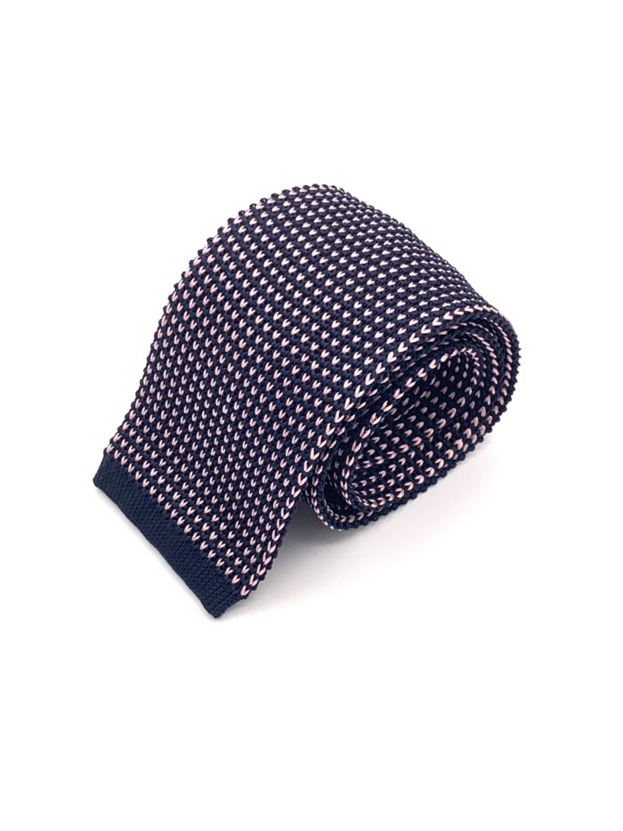 DIMAGLIA - cravatta di maglia con puntini blu e rosa