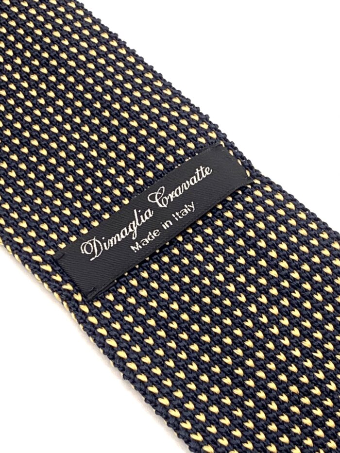 DIMAGLIA - cravatta di maglia con puntini blu e giallo zoom