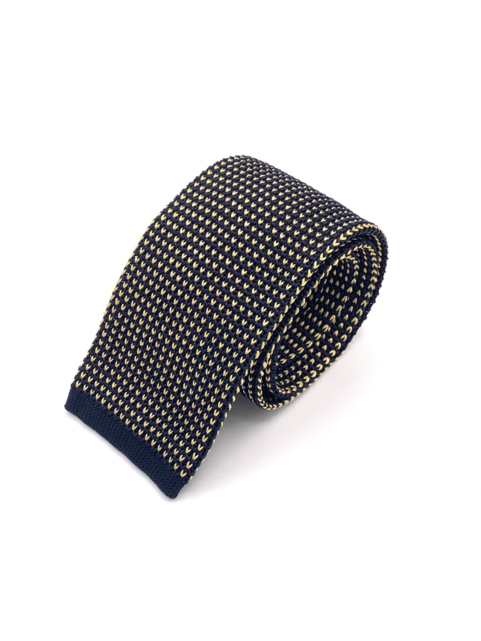 DIMAGLIA - cravatta di maglia con puntini blu e giallo