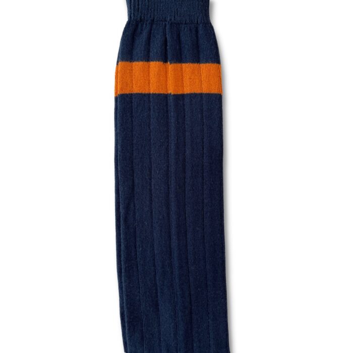 Calza lunga blu con Riga arancione - immagine 2