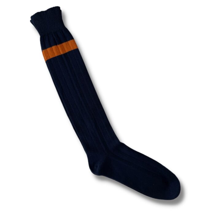 Calza lunga blu con Riga arancione