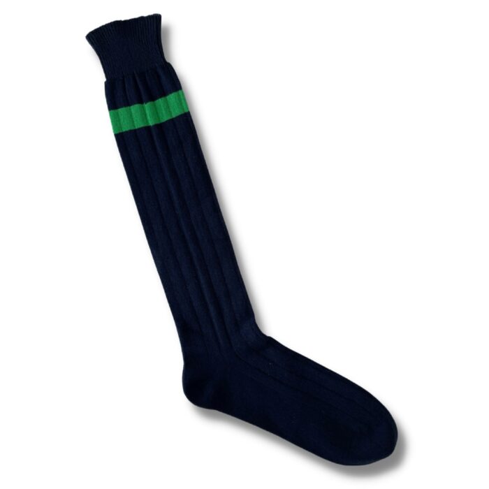 Calza lunga blu con Riga verde